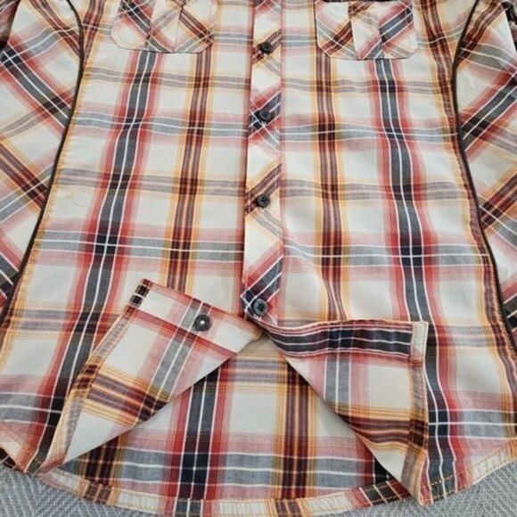 Helix Short Sleeve Button-Up Shirt Men's Large Athletic Fit Embroidery EUC AN - Picture 2 of 14